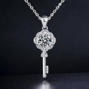 Certified 1ct. t.w. Diamond Flower Key Brilliant Cut Necklace